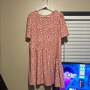 Pink and White Patterned Dress